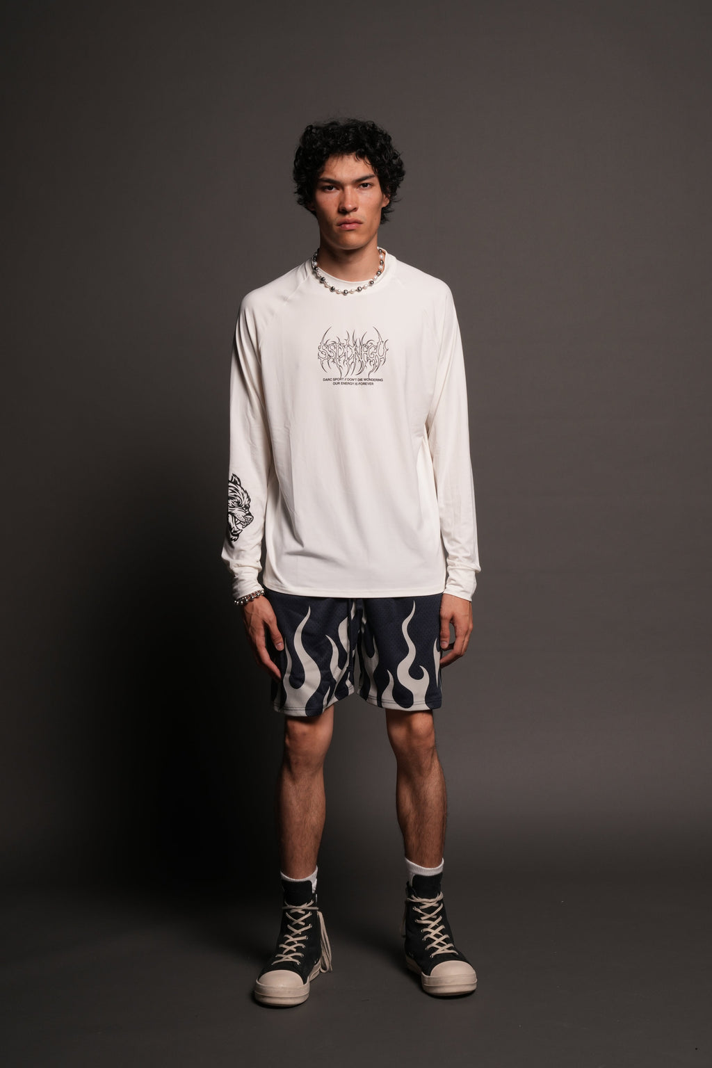 On Fire Applique Mesh Shorts In Storm Blue
