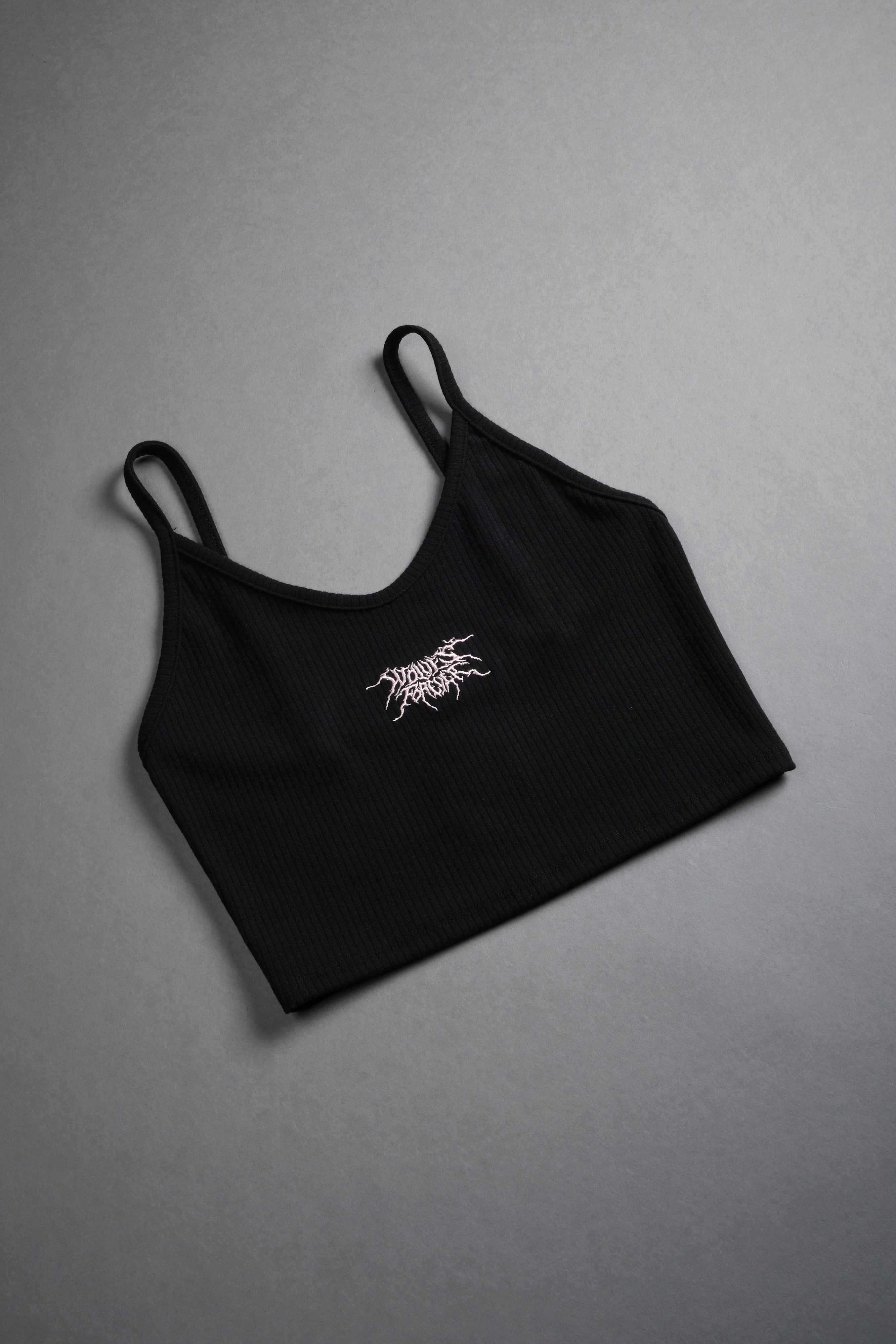 Forged From Iron Spaghetti Crop Tank in Black — imagem 9