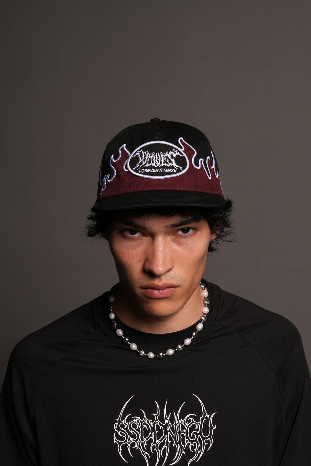 Mori Flames Vintage 5 Panel In Black/Oxblood