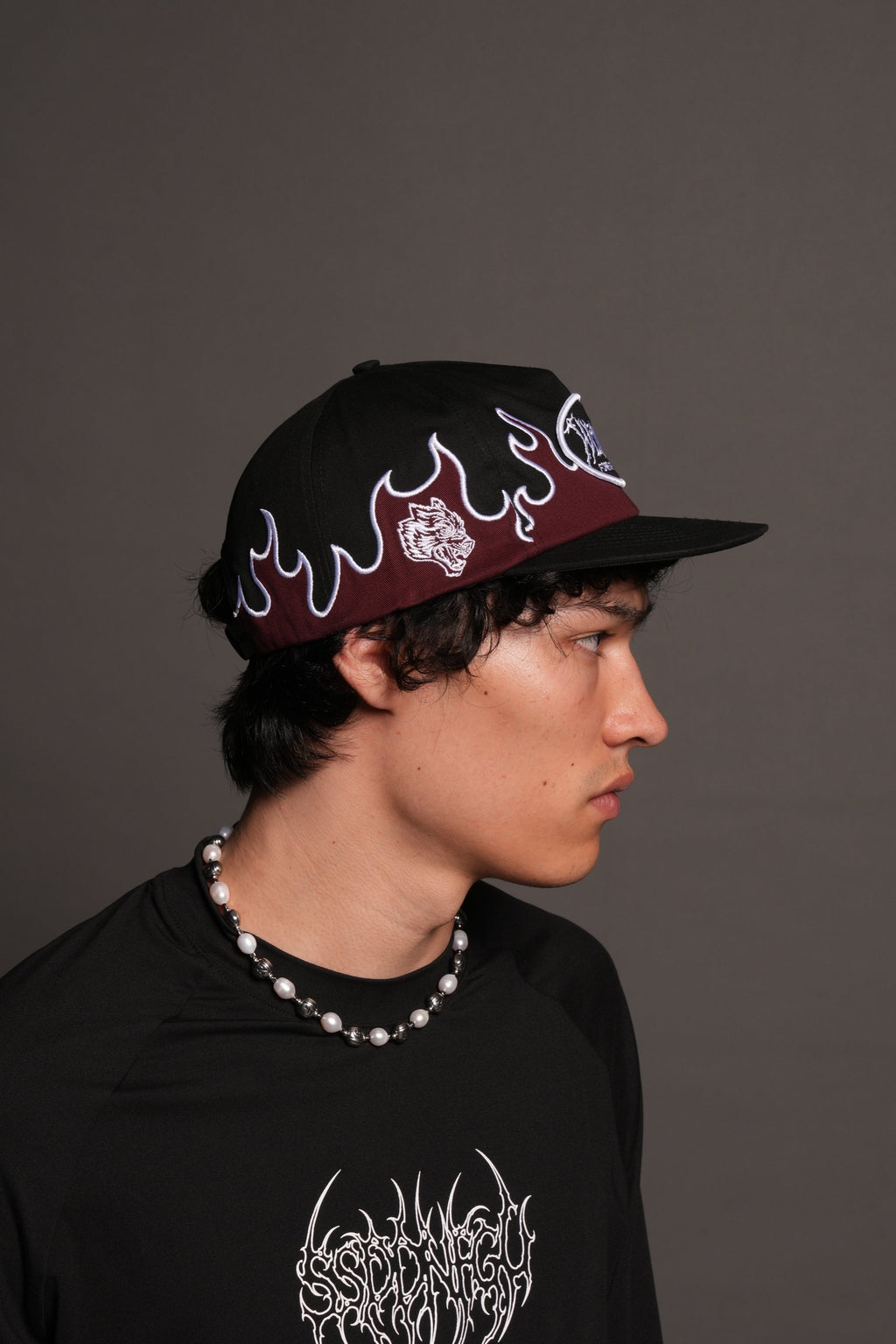 Mori Flames Vintage 5 Panel In Black/Oxblood