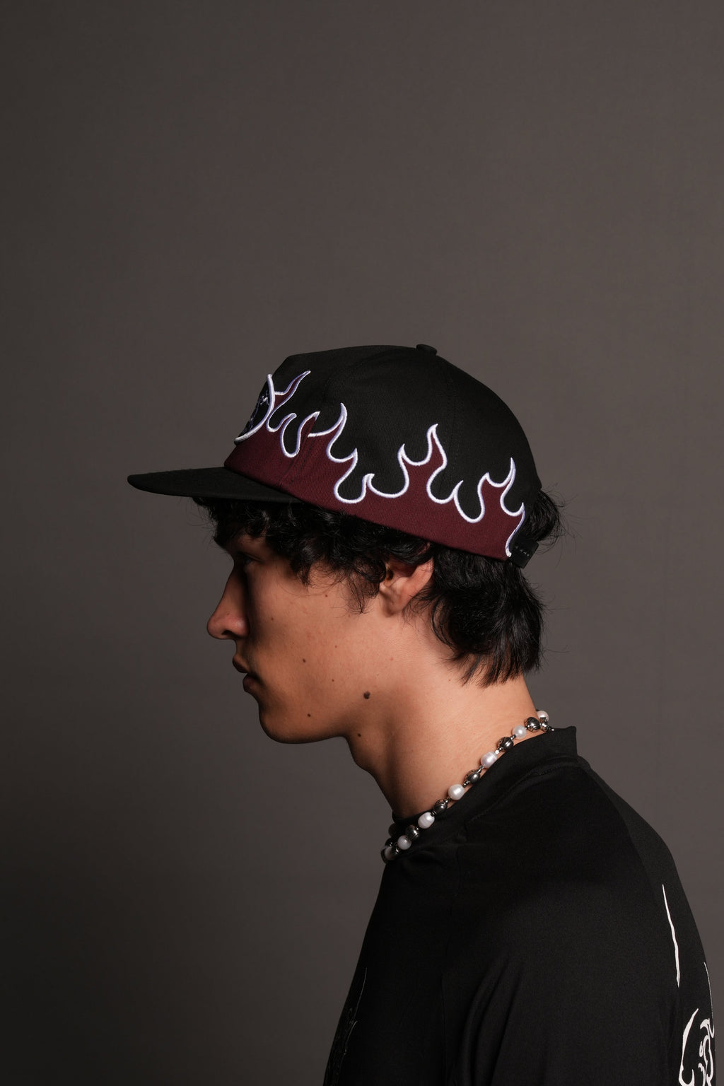 Mori Flames Vintage 5 Panel In Black/Oxblood