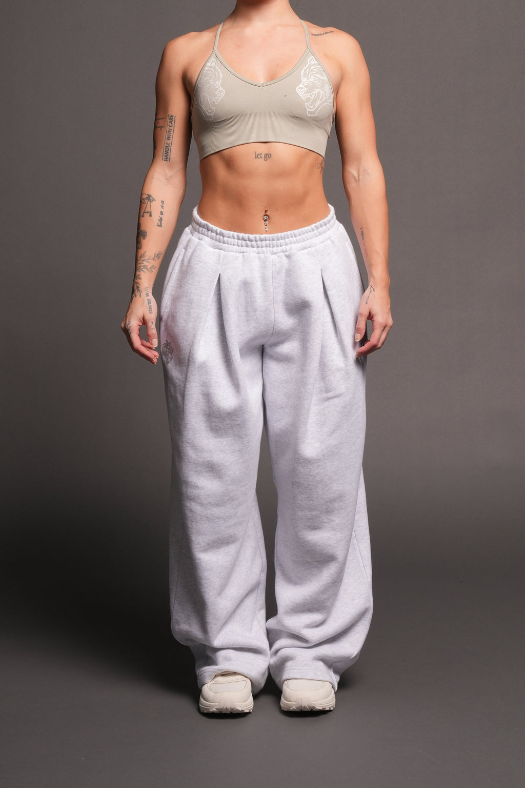 Dual Yara Pleated Sweat Pants In Super Light Athletic Gray - imagem 1
