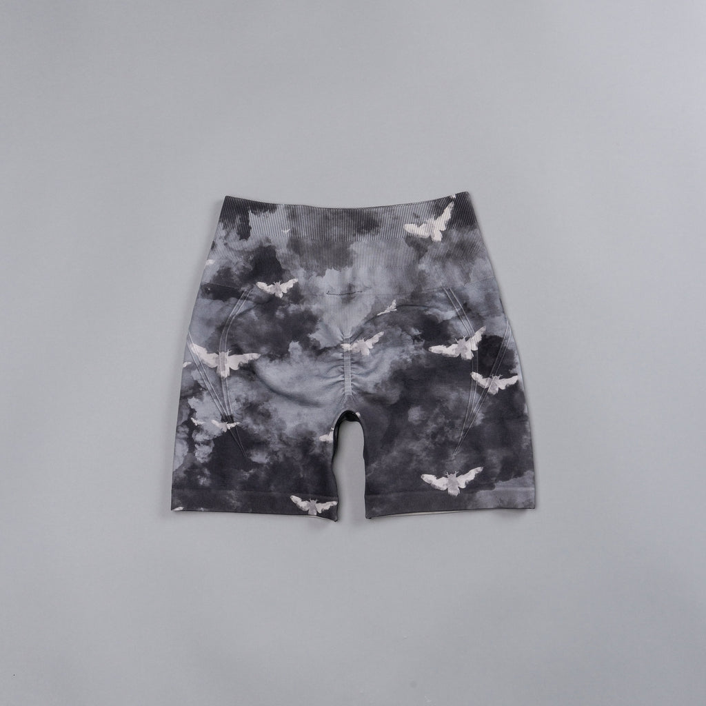 Never Forgotten Everson Seamless "Huxley" Shorts in Black Death Moth Ghost Clouds - imagem 7