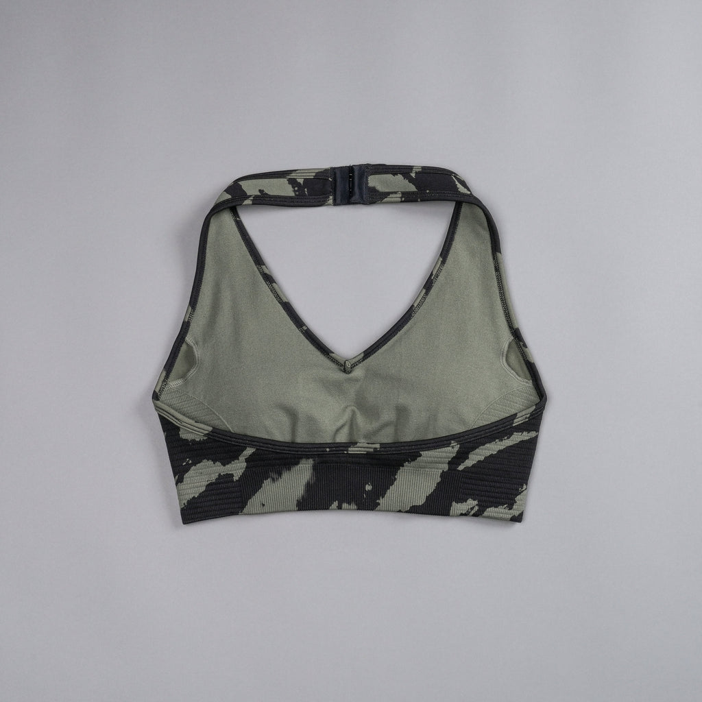 Why Wait "Everson Seamless" Valencourt Halter Bra in Pine Green/Black Native Camo — imagem 4