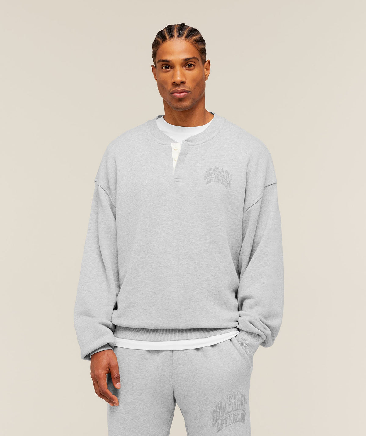 GSLC Henley Sweat - Bros Soft Grey Marl — imagem 1