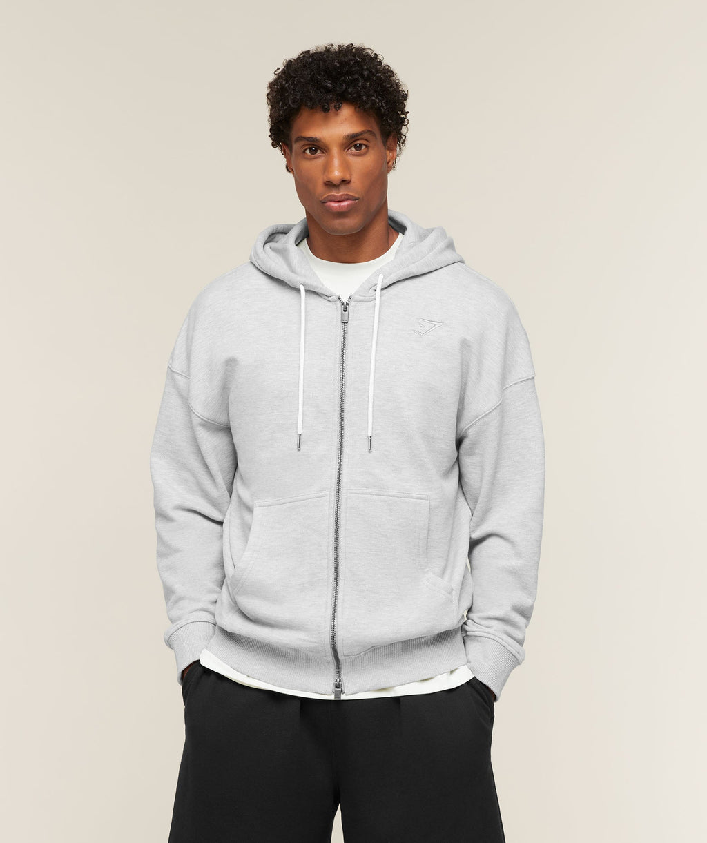 Campus Crest Zip Through Hoodie - Bros Soft Grey Marl — imagem 1