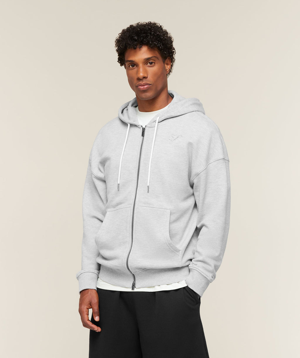 Campus Crest Zip Through Hoodie - Bros Soft Grey Marl — imagem 4