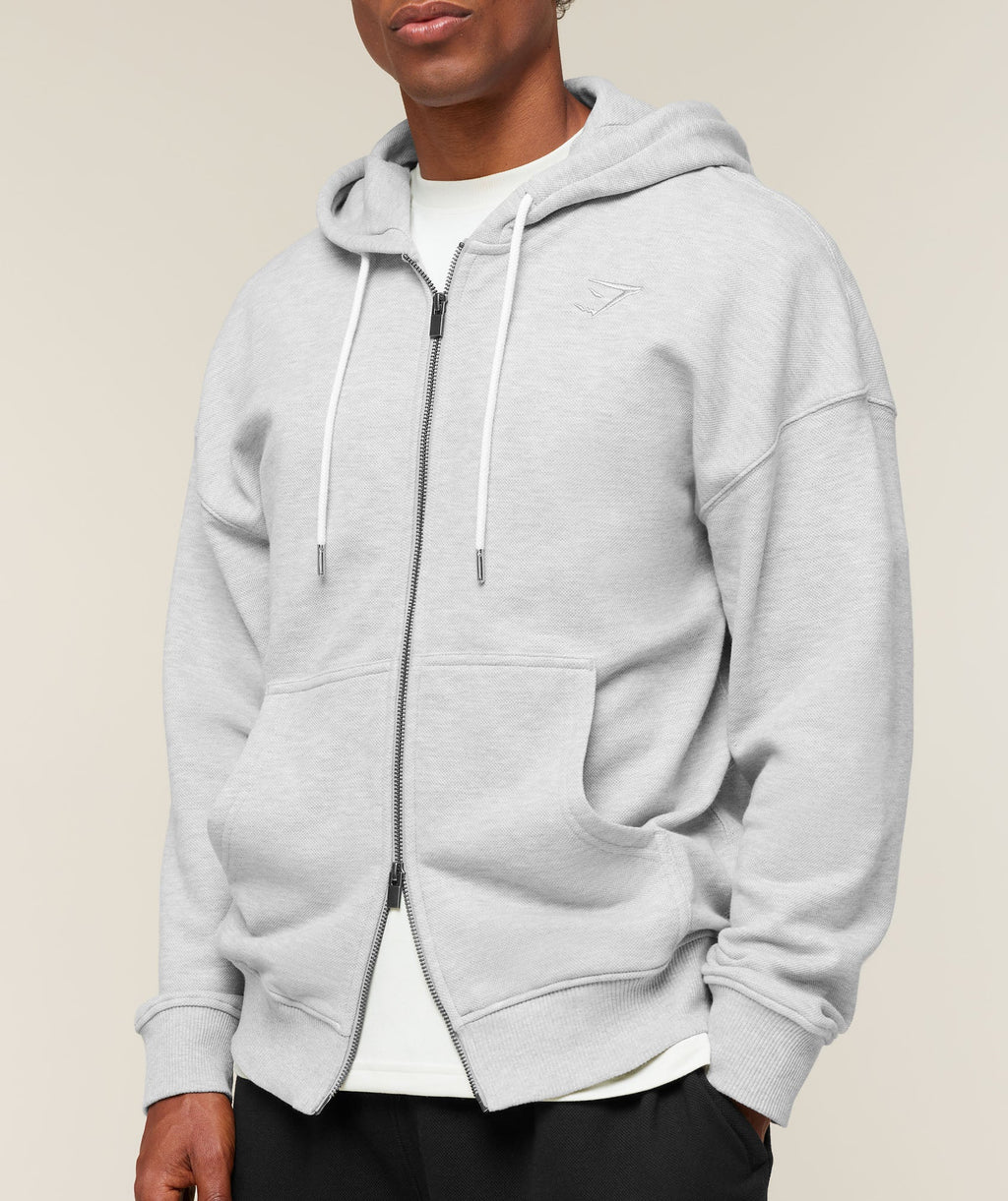Campus Crest Zip Through Hoodie - Bros Soft Grey Marl — imagem 3