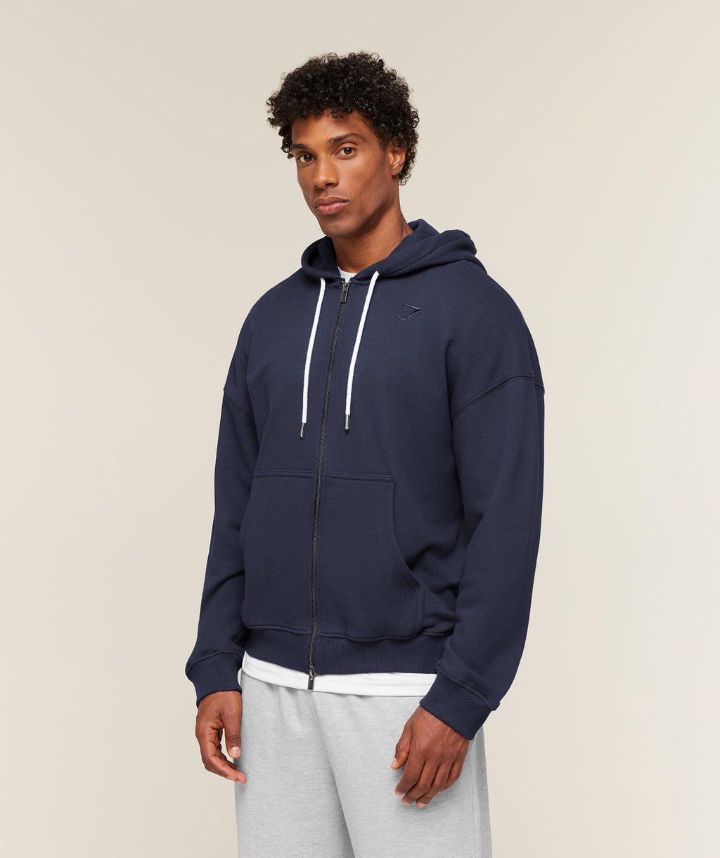 Campus Crest Zip Through Hoodie - Heavy Blue — imagem 3