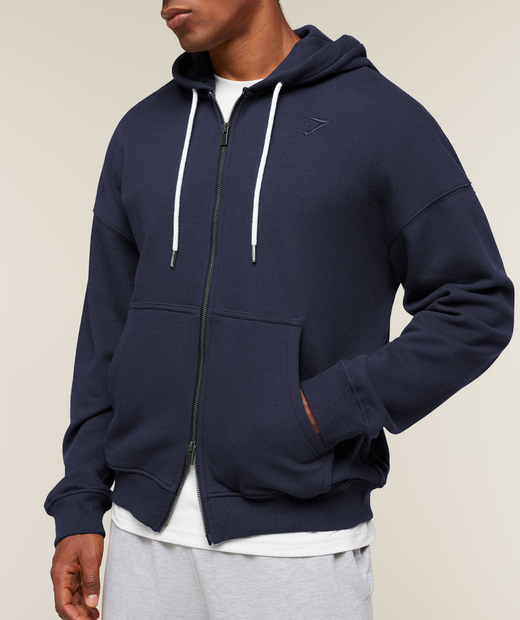 Campus Crest Zip Through Hoodie - Heavy Blue — imagem 4