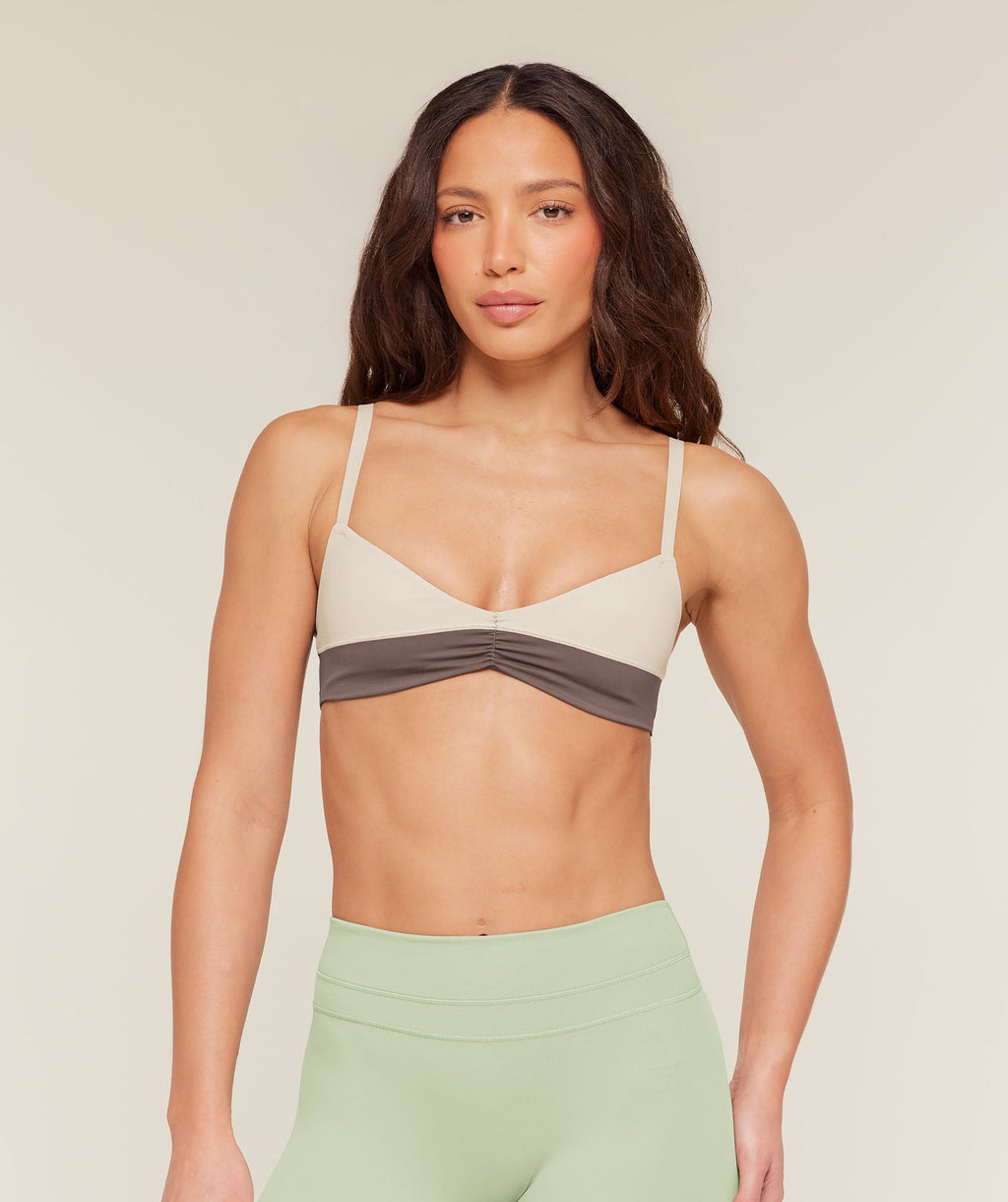 Colour Block Sports Bra - Cool Brown/Pebble Grey — imagem 1