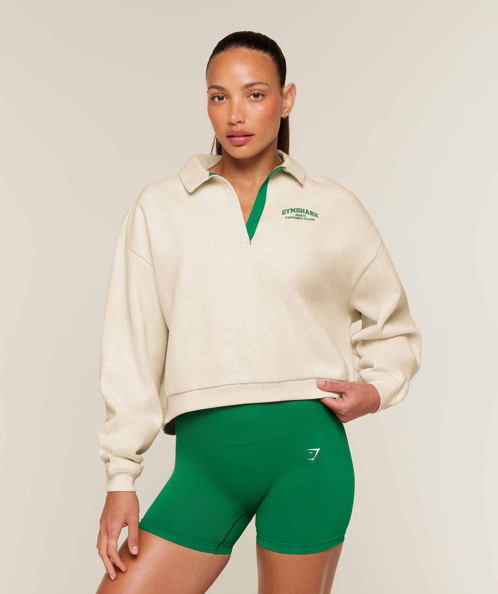 Cosy Luxe Campus Polo Sweatshirt - Bros Chalk Marl — imagem 1