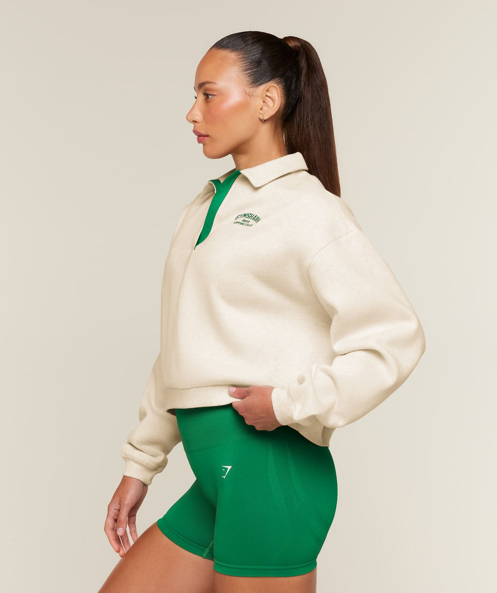 Cosy Luxe Campus Polo Sweatshirt - Bros Chalk Marl — imagem 3