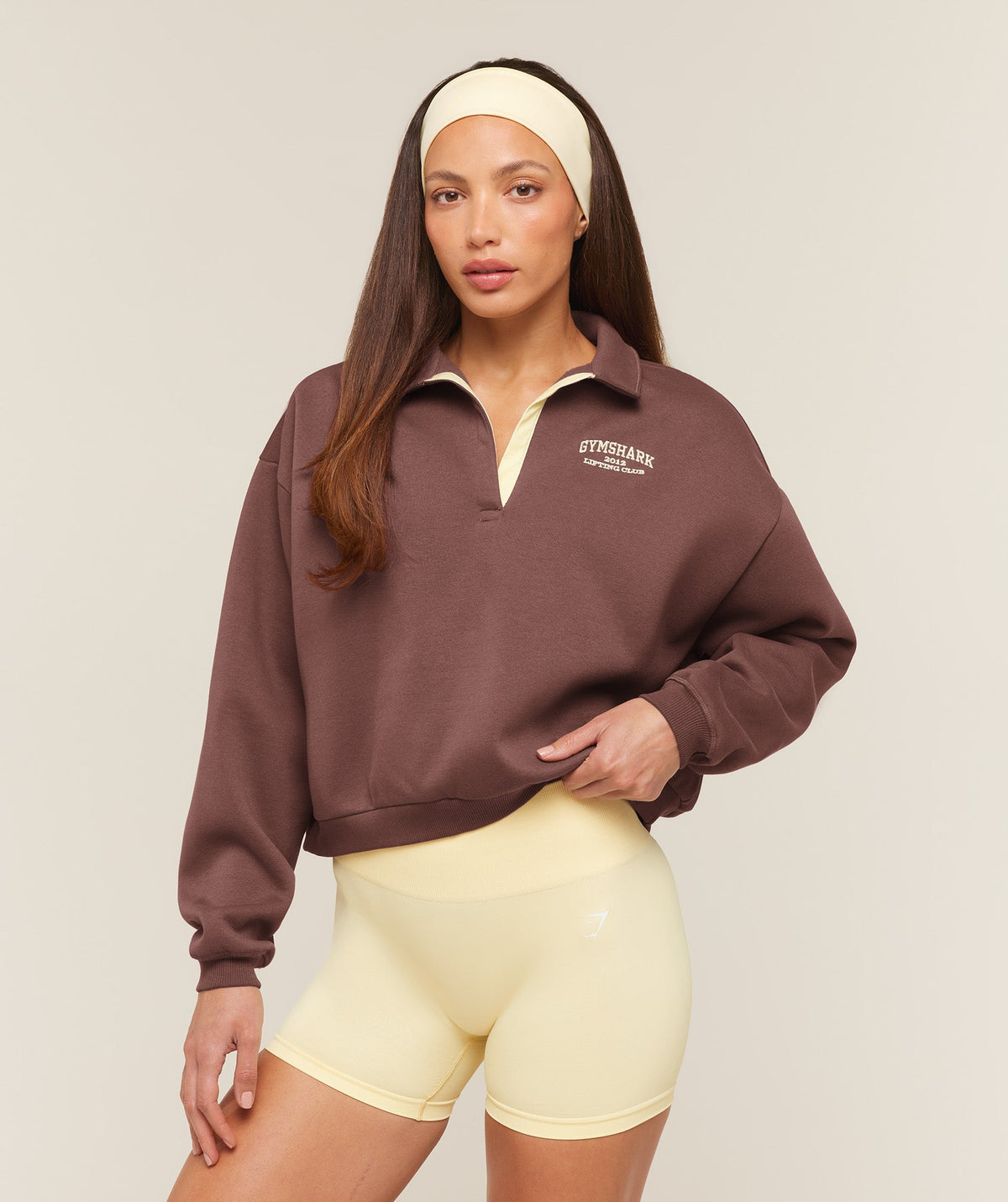 Cosy Luxe Campus Polo Sweatshirt - Espresso Brown — imagem 1