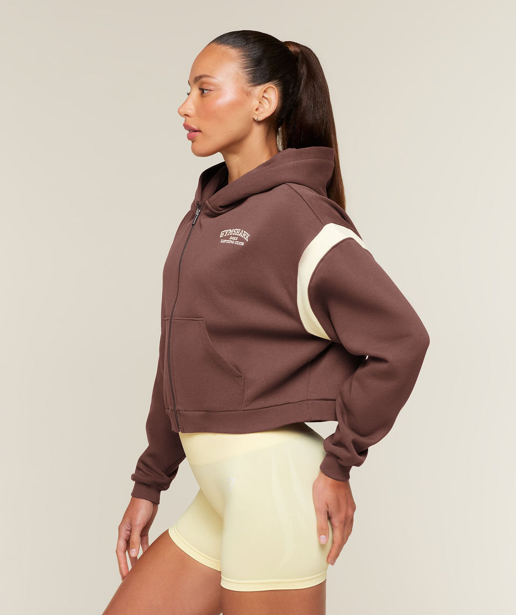 Cosy Luxe Campus Full Zip Hoodie - Espresso Brown — imagem 3
