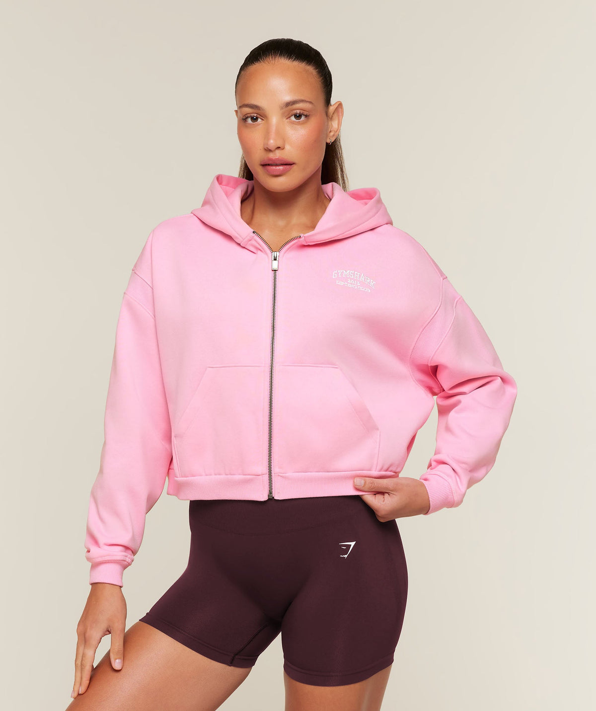 Cosy Luxe Campus Full Zip Hoodie - Poise Pink — imagem 1
