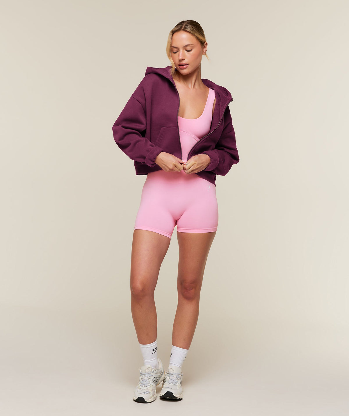 Cosy Luxe Zip Through Hoodie - Strength Pink — imagem 4