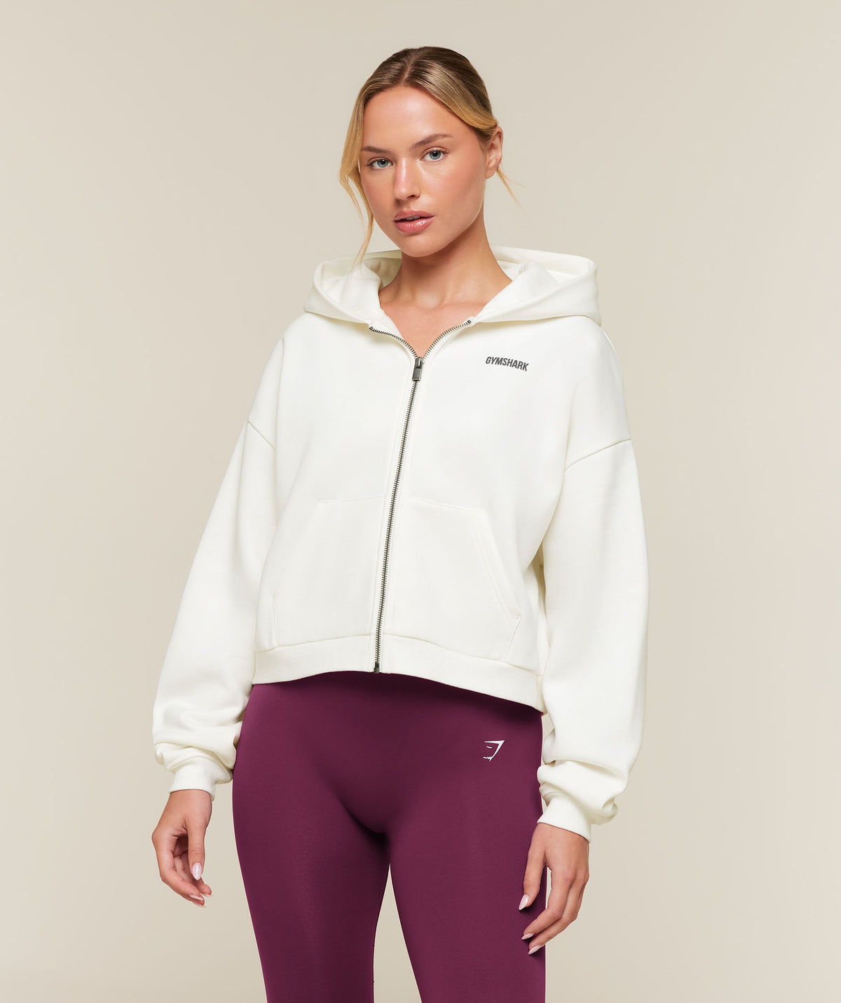 Cosy Luxe Zip Through Hoodie - Soft White — imagem 1