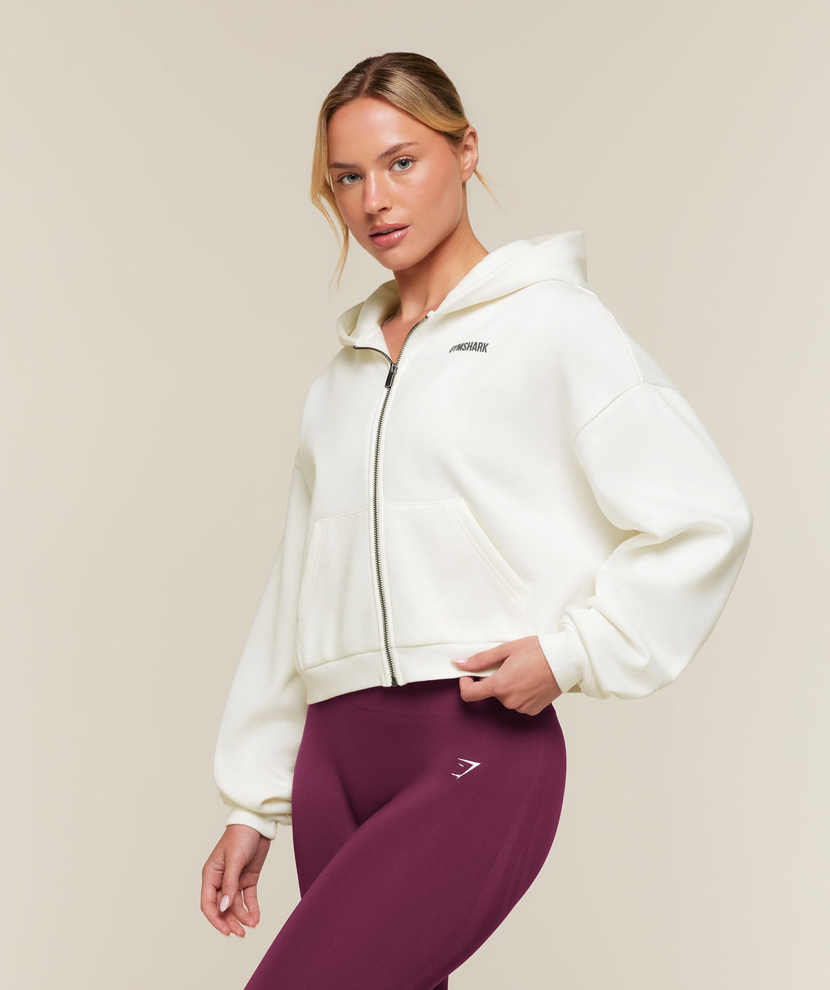 Cosy Luxe Zip Through Hoodie - Soft White — imagem 3