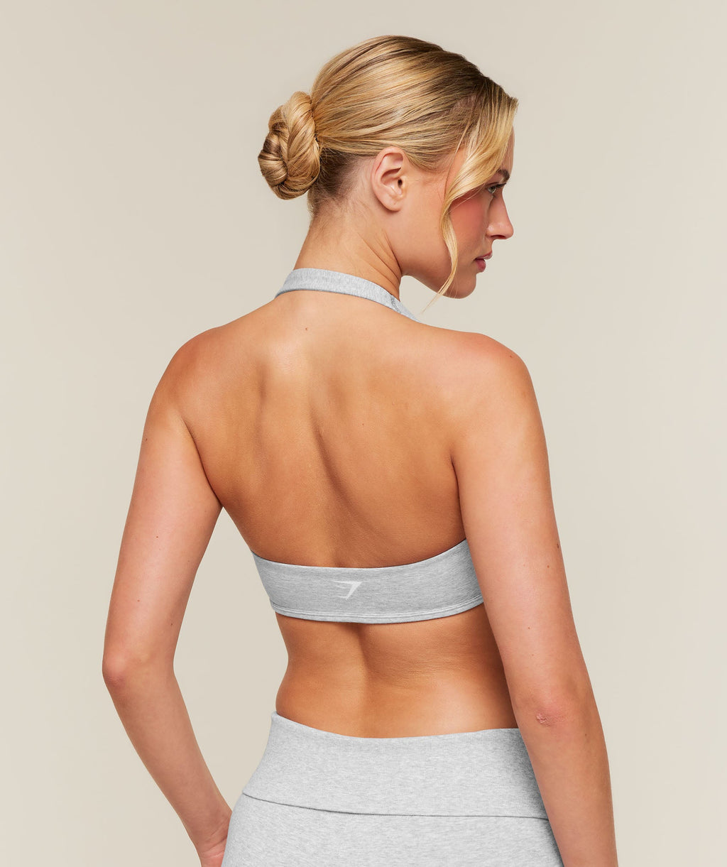 CottonMove™ Halterneck Sports Bra - Soft Grey Marl — imagem 2
