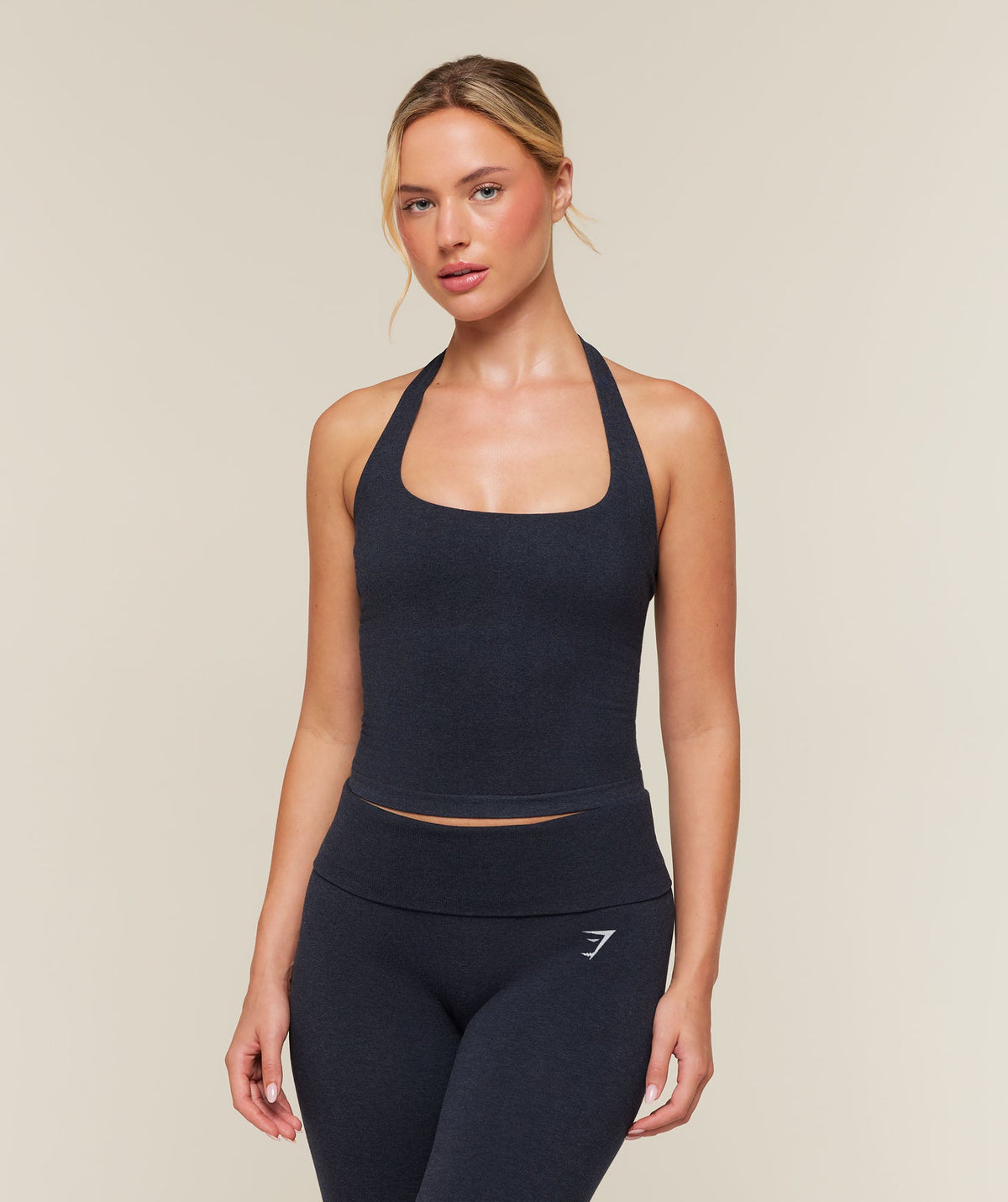 CottonMove™ Halterneck Top - Deep Blue Marl — imagem 1
