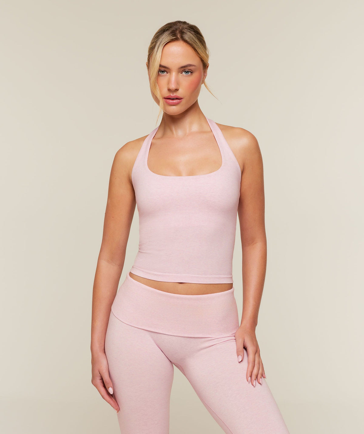 CottonMove™ Halterneck Top - Gentle Pink Marl — imagem 1