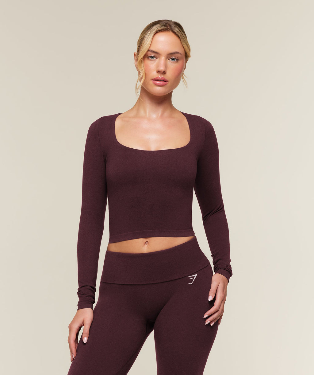 CottonMove™ Midi Long Sleeve Top - Calm Purple Marl — imagem 1