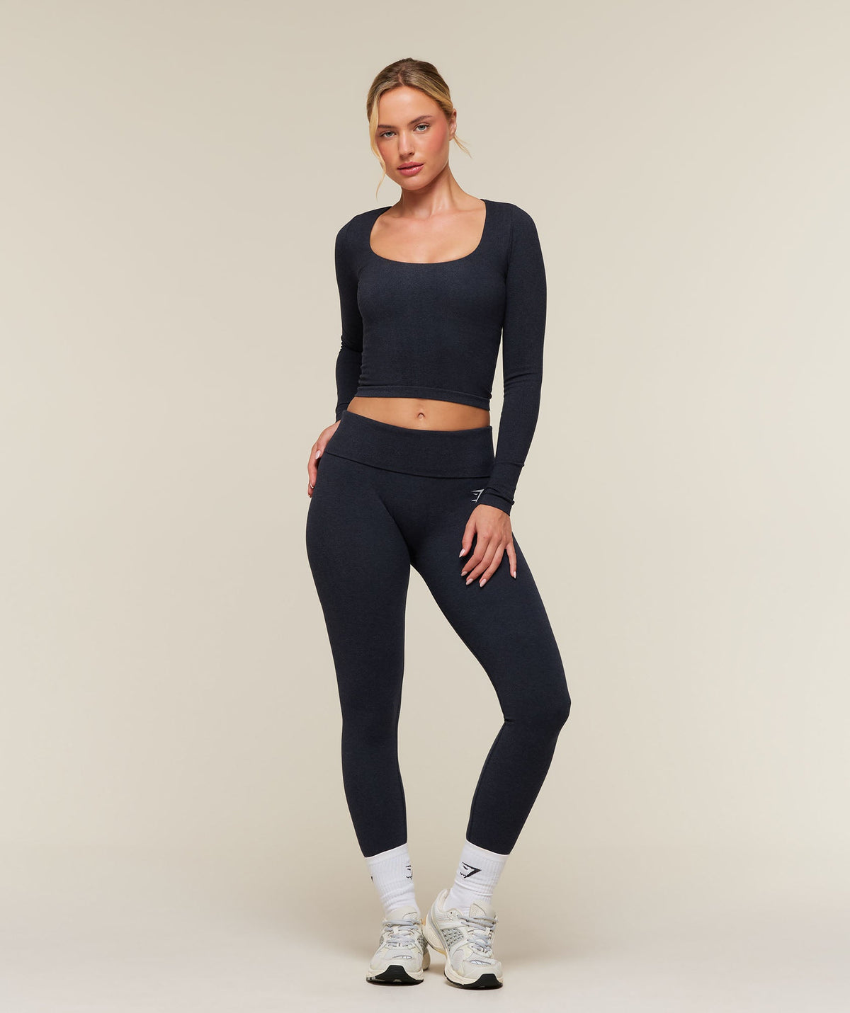 CottonMove™ Midi Long Sleeve Top - Deep Blue Marl — imagem 5