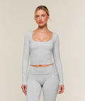 CottonMove™ Midi Long Sleeve Top - Soft Grey Marl — imagem 1