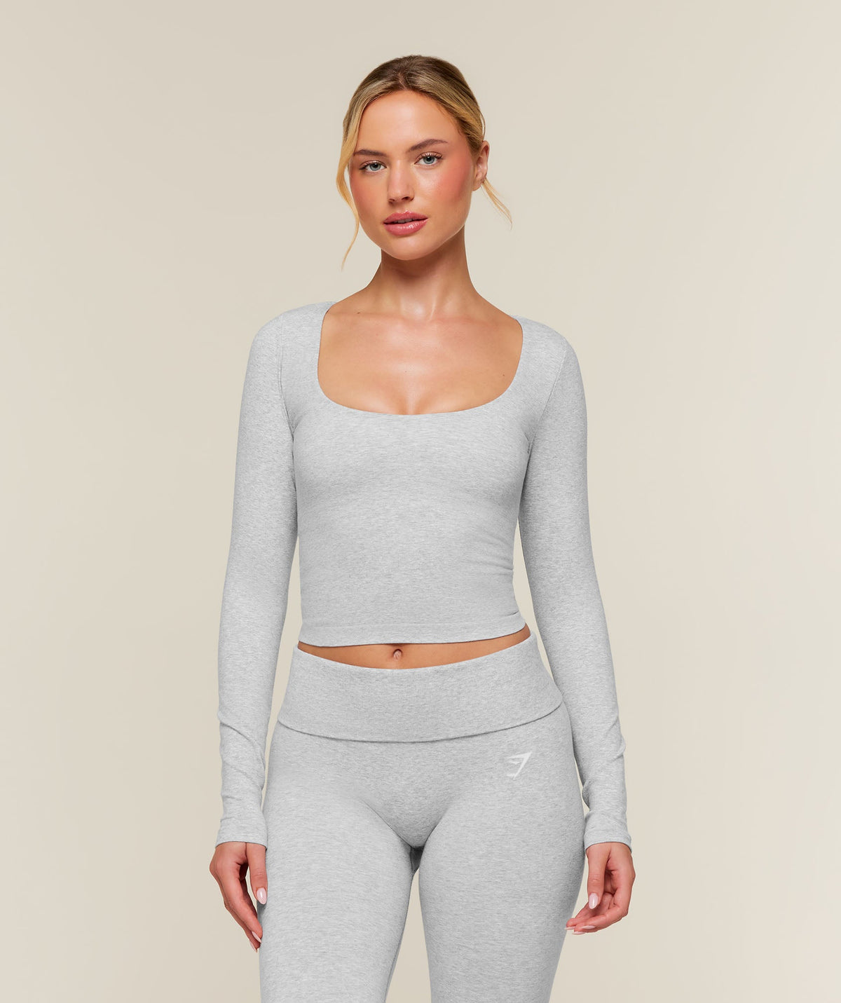 CottonMove™ Midi Long Sleeve Top - Soft Grey Marl — imagem 1