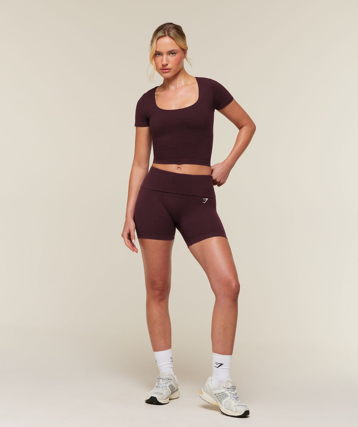 CottonMove™ Midi Short Sleeve Top - Calm Purple Marl — imagem 5