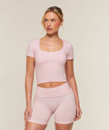 CottonMove™ Midi Short Sleeve Top - Gentle Pink Marl — imagem 1