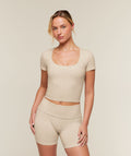 CottonMove™ Midi Short Sleeve Top - Oat Marl — imagem 1