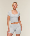 CottonMove™ Midi Short Sleeve Top - Soft Grey Marl — imagem 1