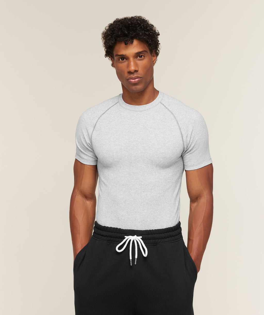 Cotton Seamless T-Shirt - Soft Grey Marl — imagem 1