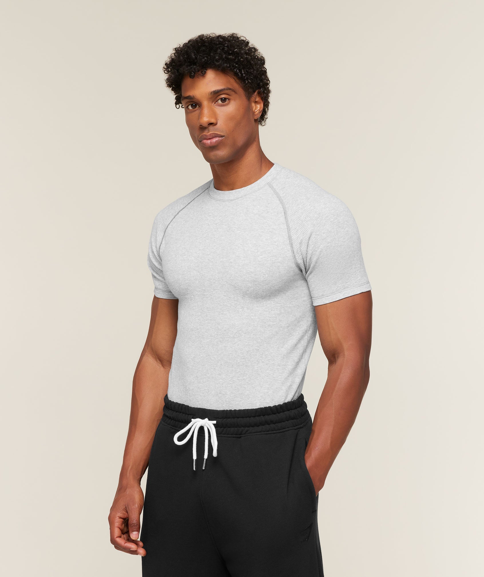 Cotton Seamless T-Shirt - Soft Grey Marl — imagem 3