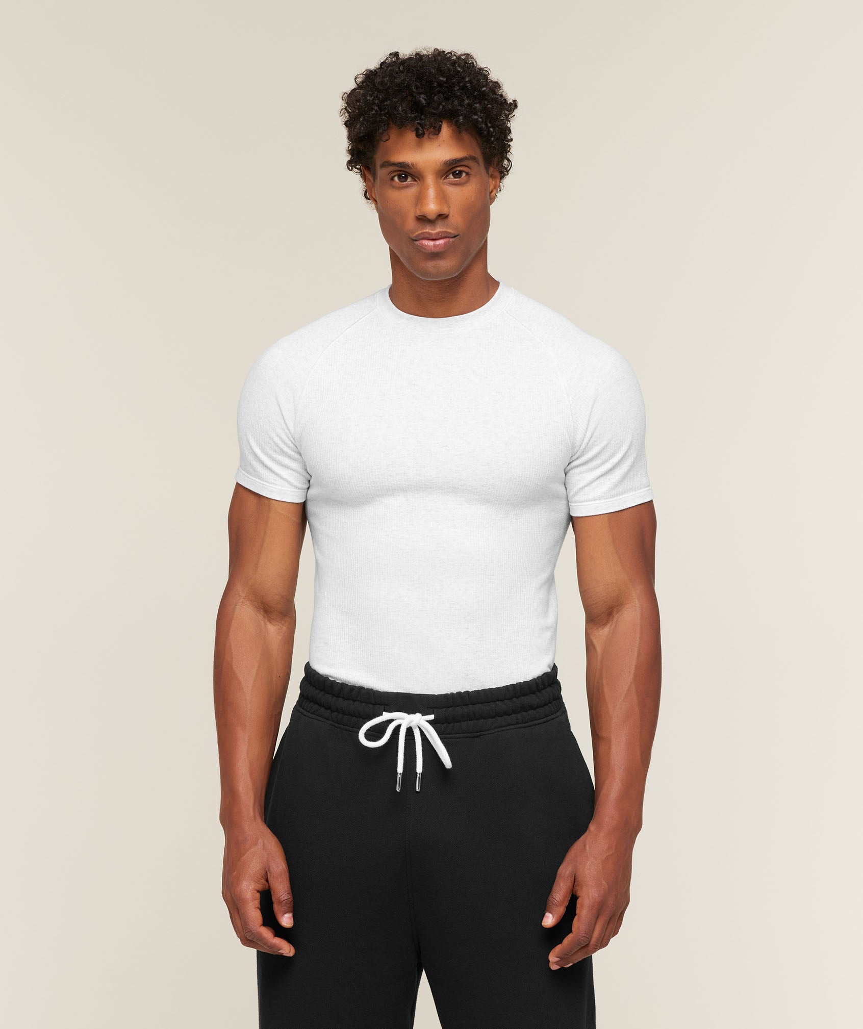 Cotton Seamless T-Shirt - White Grey Marl — imagem 1