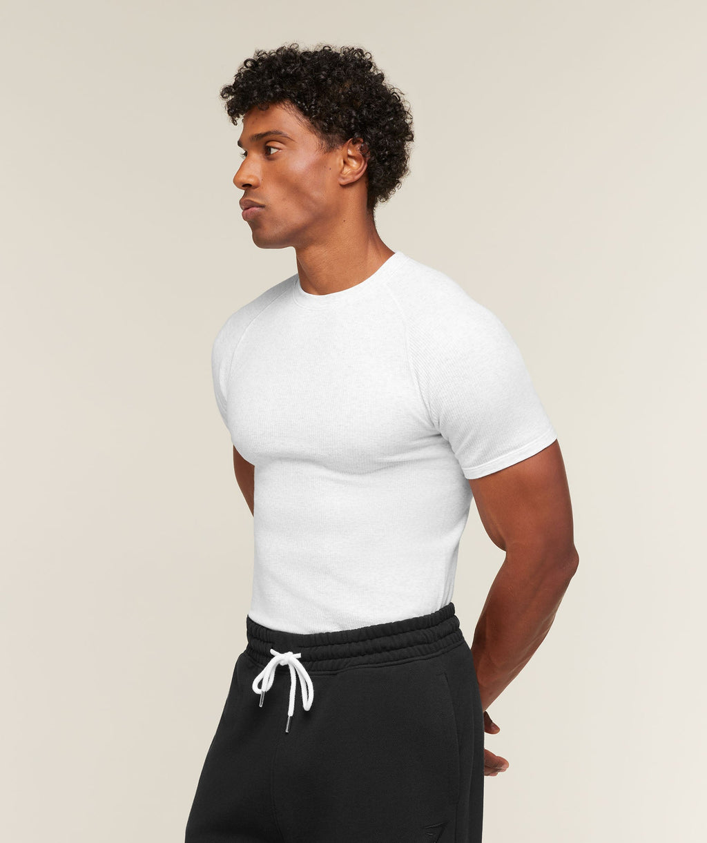 Cotton Seamless T-Shirt - White Grey Marl — imagem 3