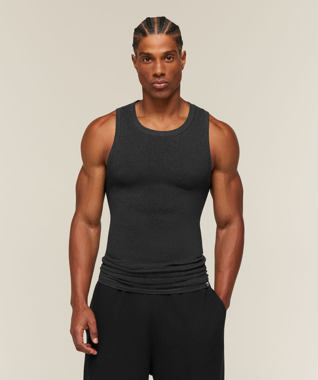 Cotton Seamless Sleeveless Top - Black Marl — imagem 1