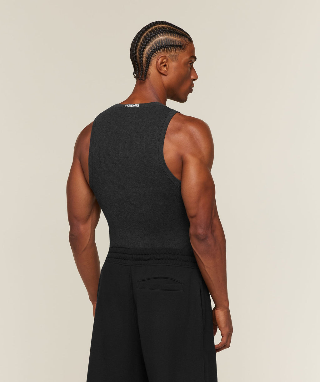Cotton Seamless Sleeveless Top - Black Marl — imagem 2
