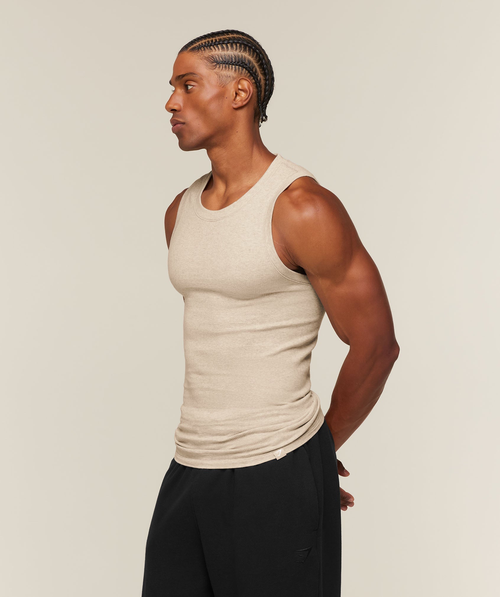Cotton Seamless Sleeveless Top - Oat Marl — imagem 3