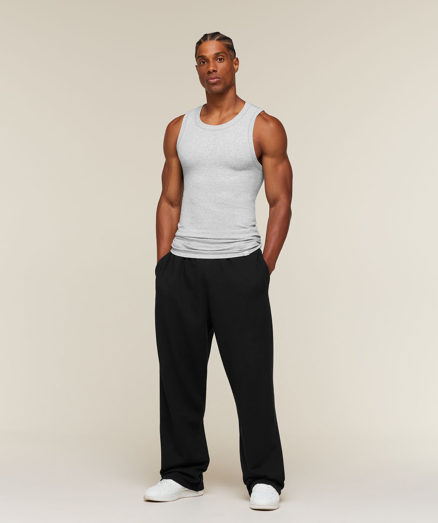 Cotton Seamless Sleeveless Top - Soft Grey Marl — imagem 6