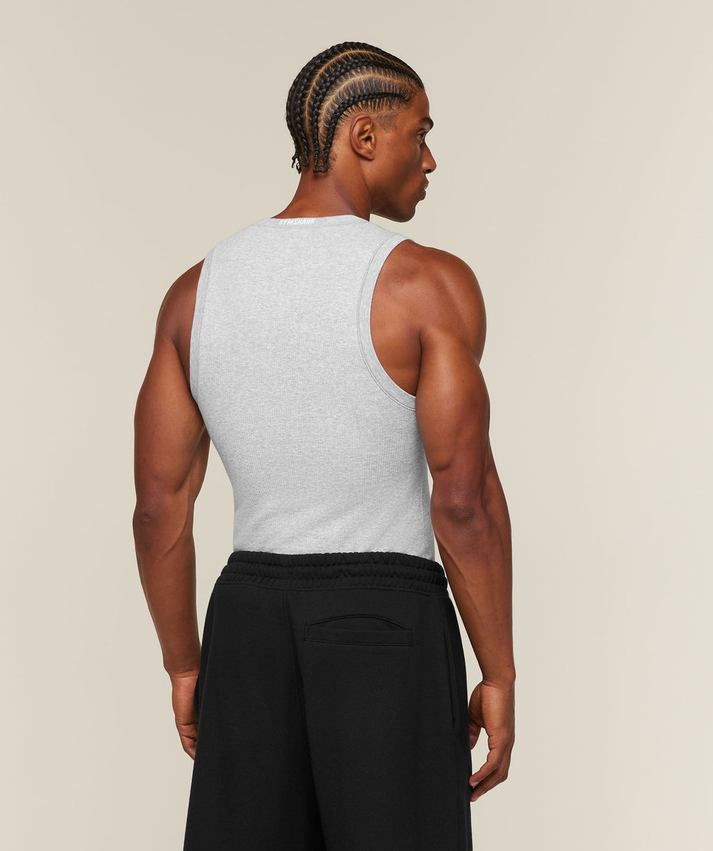 Cotton Seamless Sleeveless Top - Soft Grey Marl — imagem 2