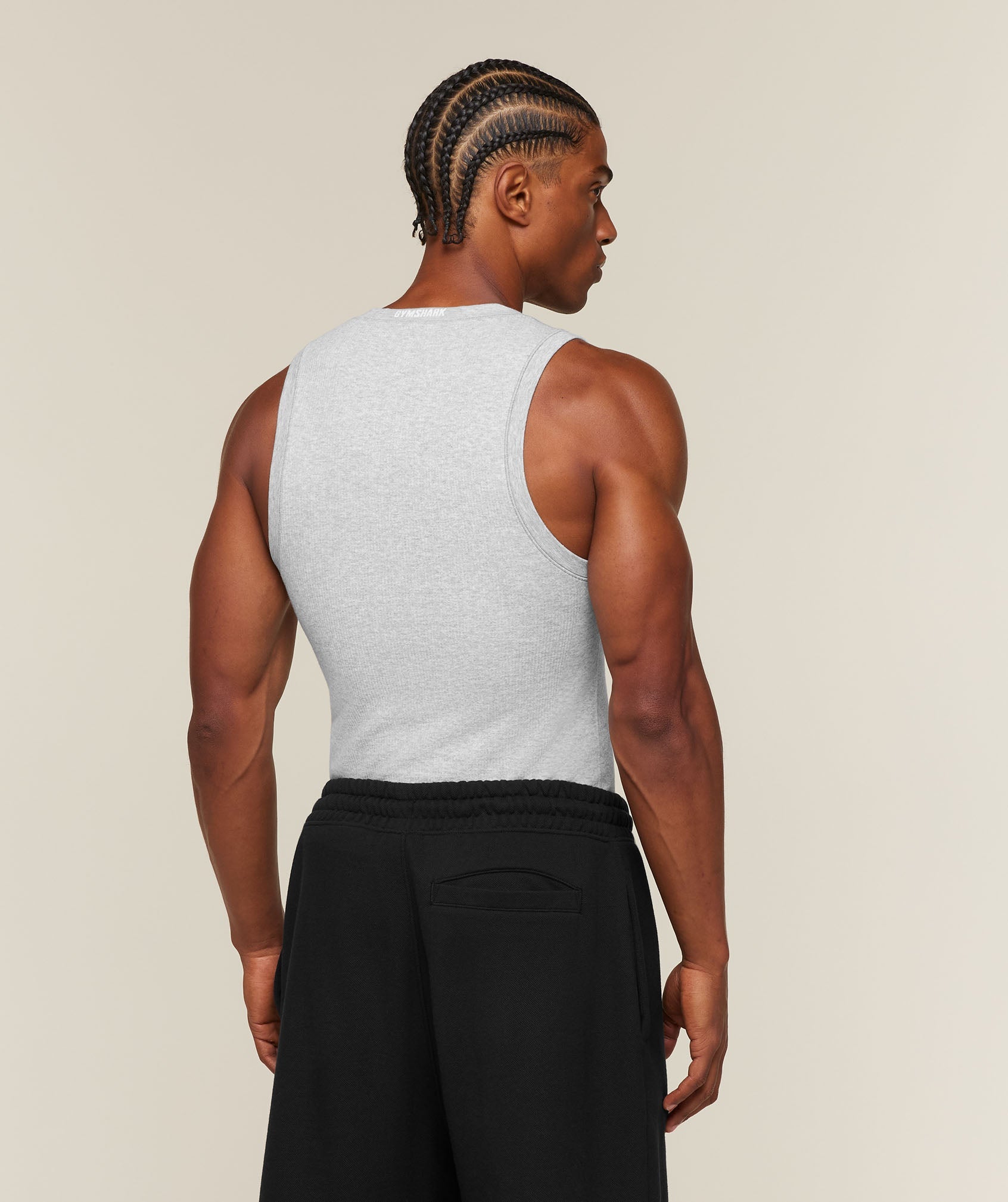 Cotton Seamless Sleeveless Top - Soft Grey Marl — imagem 2