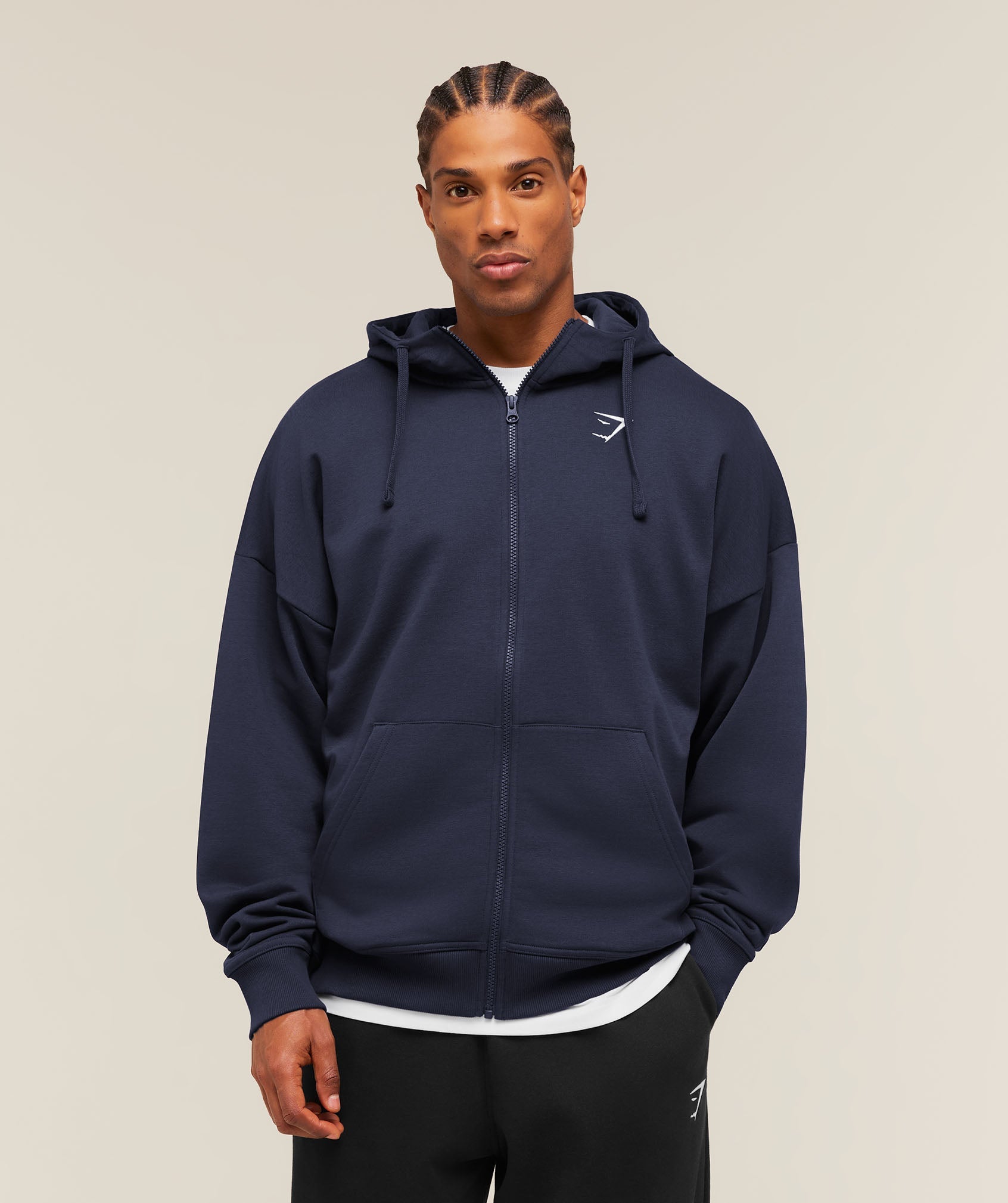 Crest Oversized Zip Up Hoodie - Heavy Blue — imagem 1