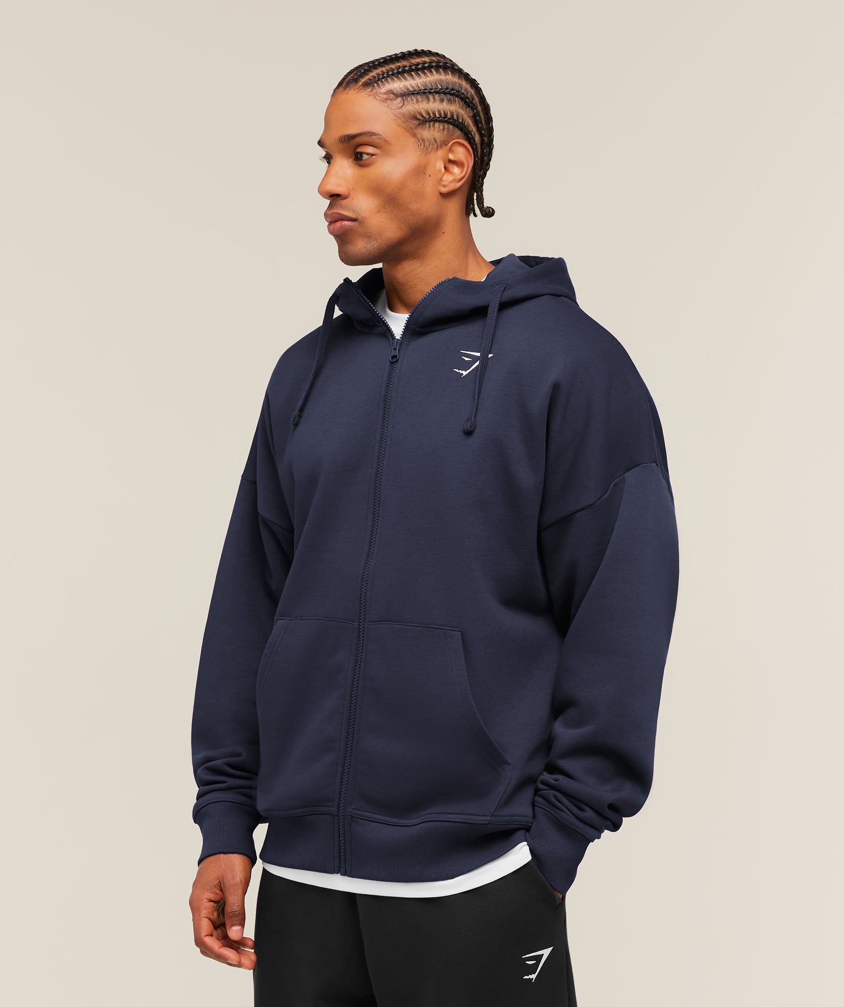 Crest Oversized Zip Up Hoodie - Heavy Blue — imagem 3