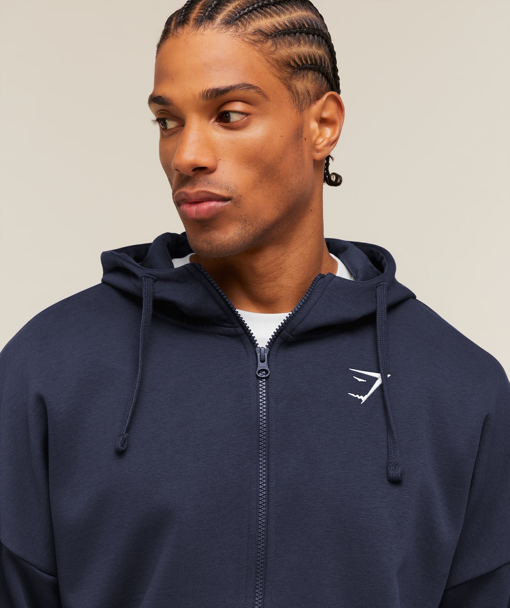 Crest Oversized Zip Up Hoodie - Heavy Blue — imagem 4