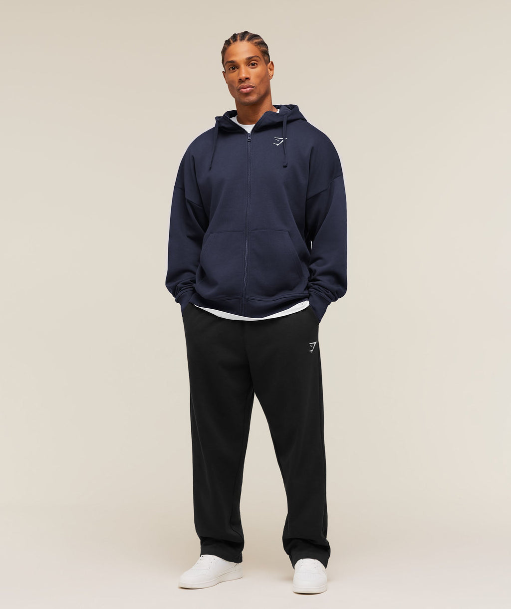 Crest Oversized Zip Up Hoodie - Heavy Blue — imagem 5