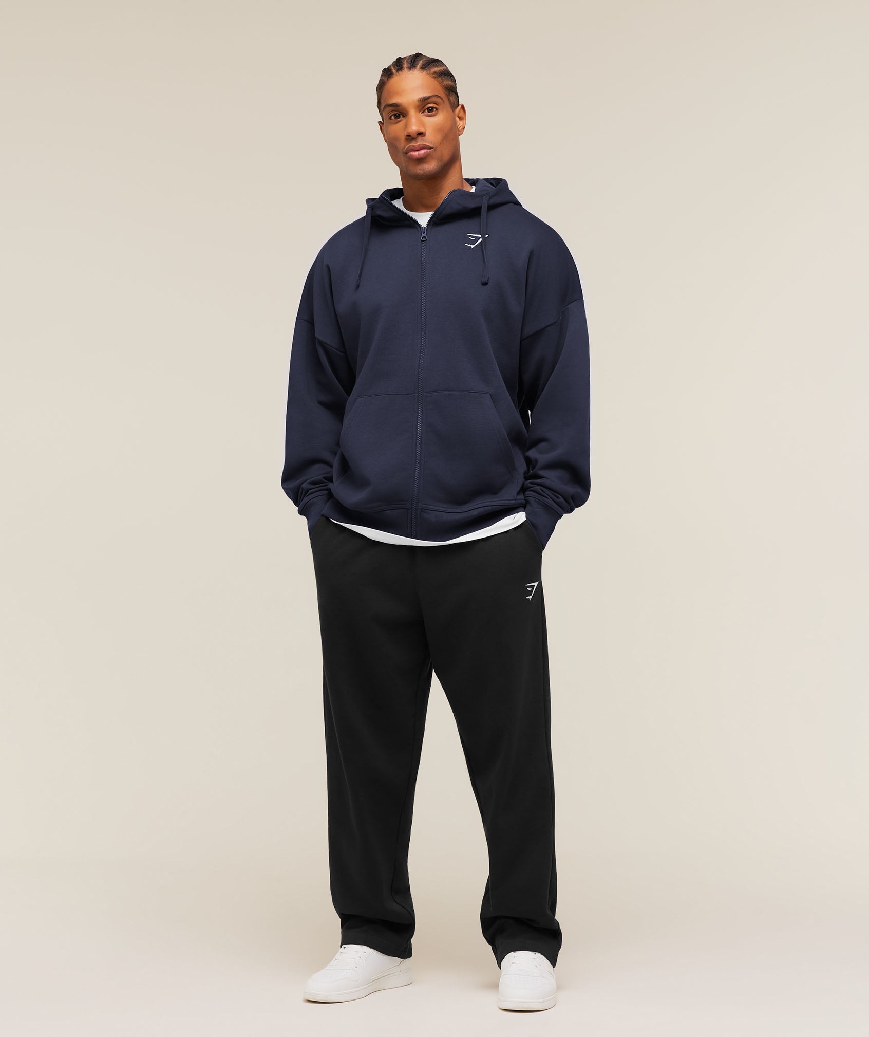 Crest Oversized Zip Up Hoodie - Heavy Blue — imagem 5