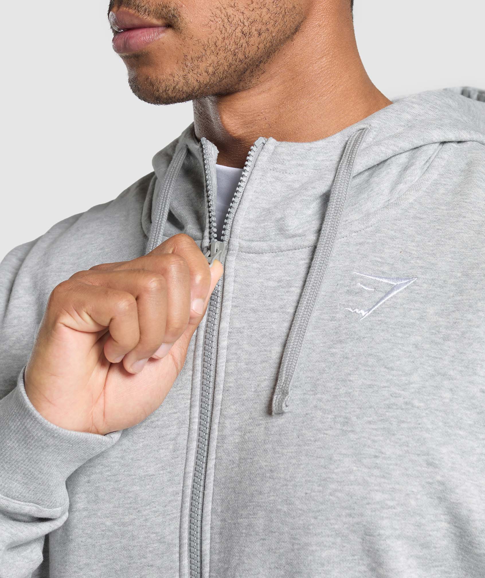 Crest Oversized Zip Up Hoodie - Light Grey Core Marl — imagem 6